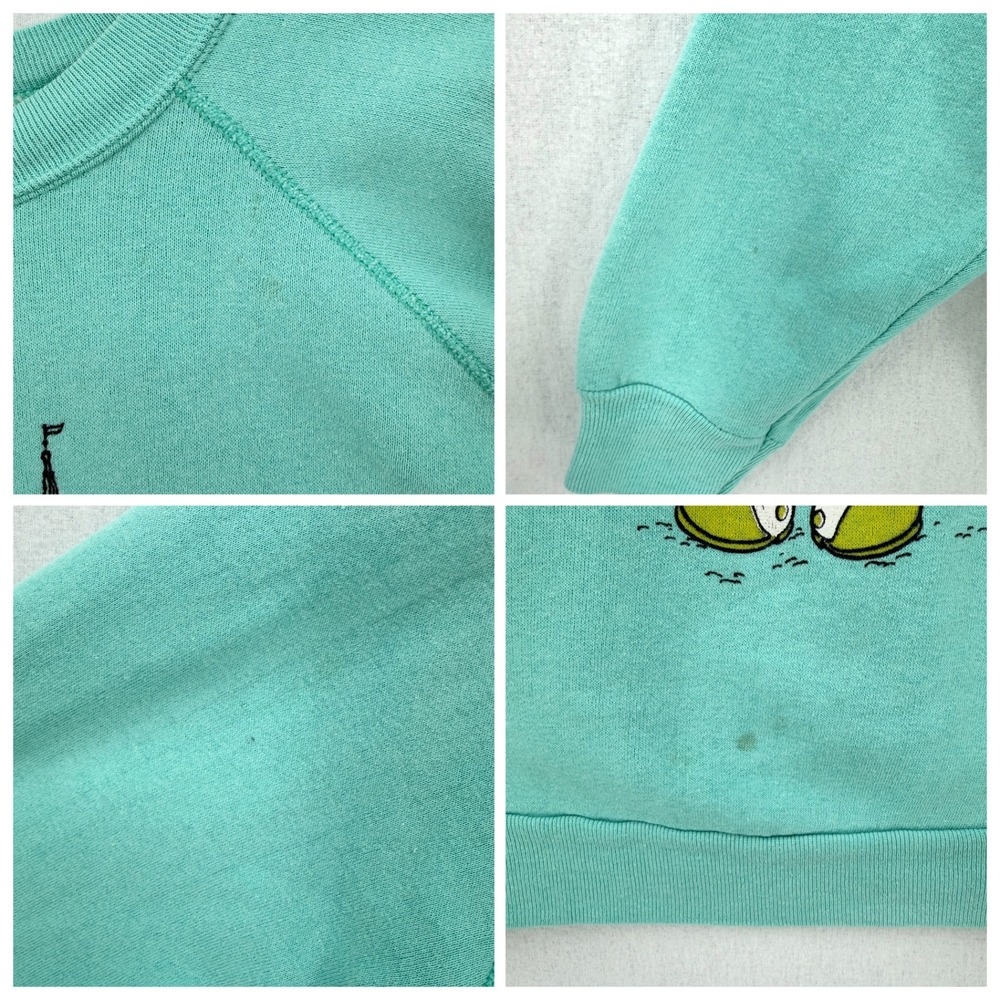 VINTAGE DISNEY Sweatshirt Large Teal Mickey Mouse Castle Balloons Crew Tultex - Picture 13 of 15